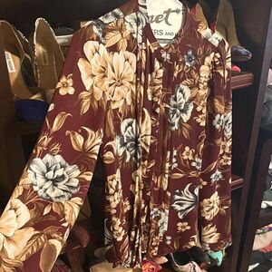 Express Floral Blouse in Burgundy and Beige